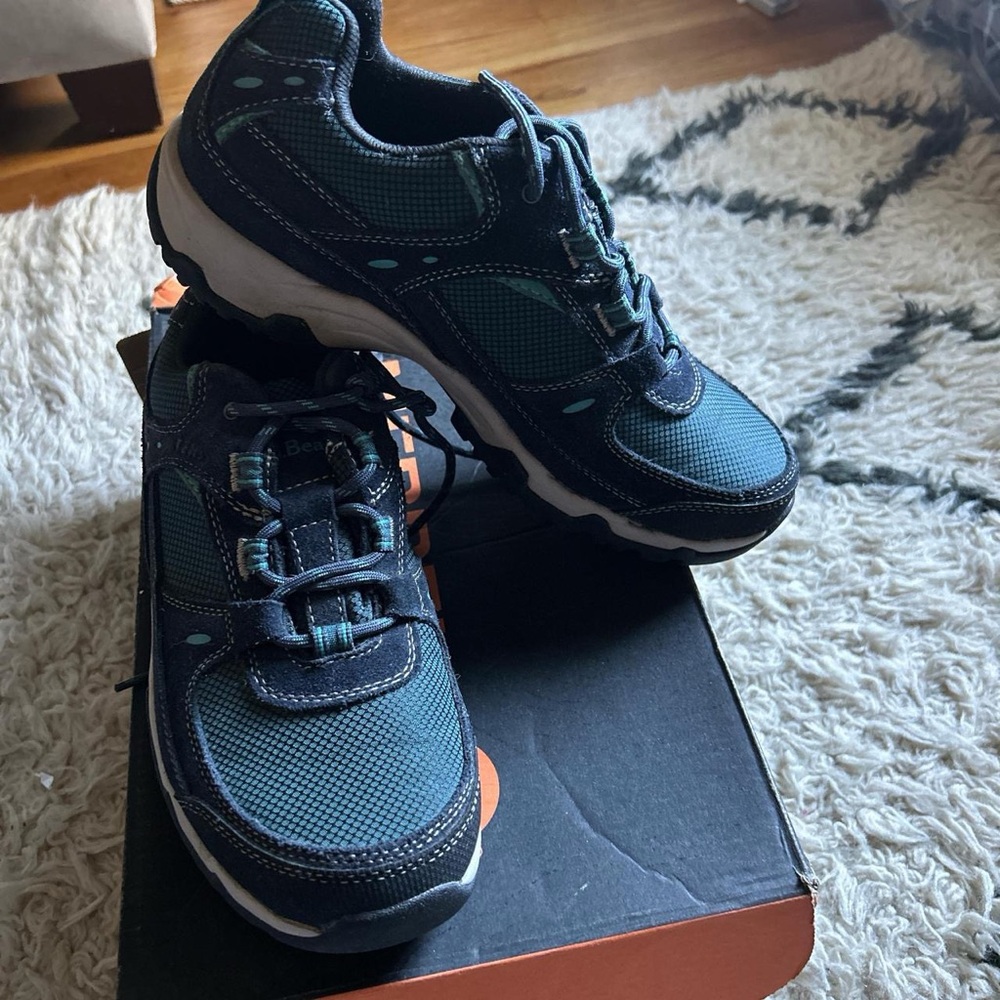 L.L. Bean Waterproof Shoes with Teal Logo on Black Insole